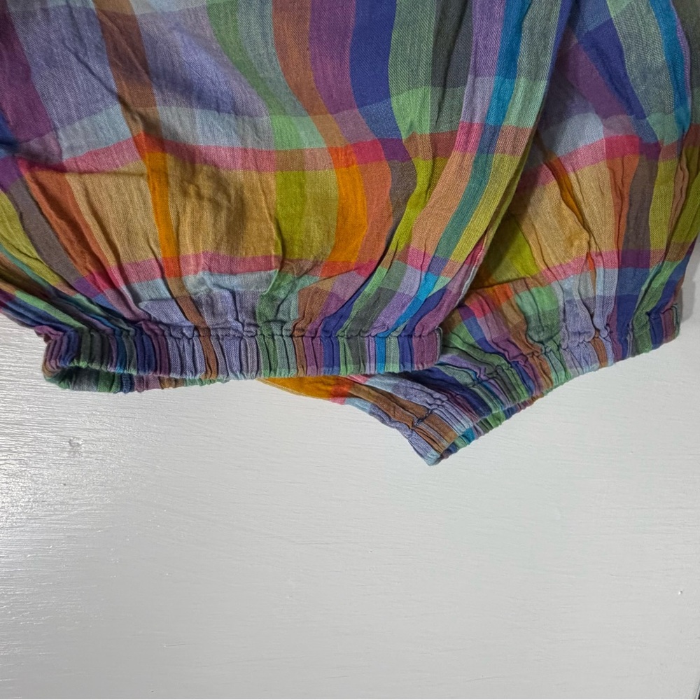 Free People Ticket To Paradise Multicolor Plaid Balloon Beach Pants - Picture 8 of 14